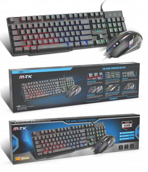 MTK TECLADO+RATON CON CABLE GAMING GT943 NEGRO