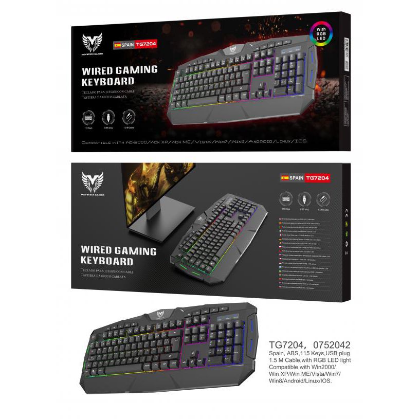 MTK TECLADO GAMING CON CABLE MULTIFUNCION TG7204