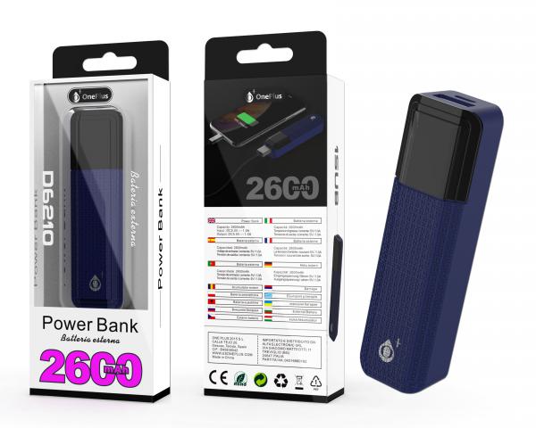 ONE+ POWERBANK D6210 SORLAX AZUL 2600 MAH