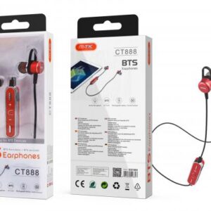MTK AURICULARES CT888 ROJO BOTON BLUETOOTH