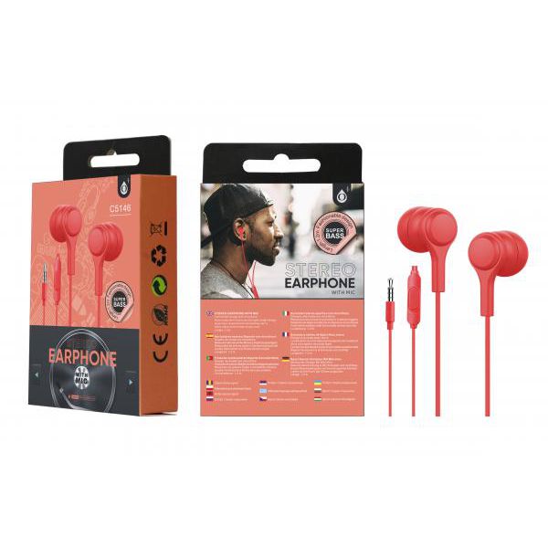 ONE+ AURICULARES CON MICROFONO C5146 LENOY ROJO